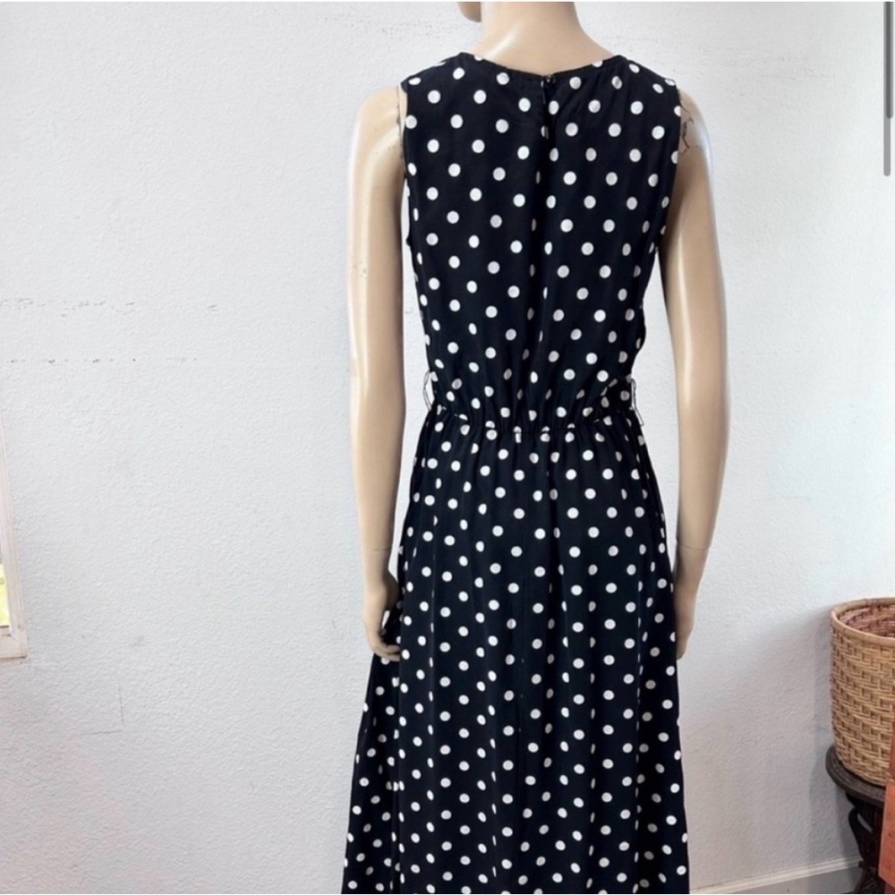 Vintage Dani/Michaels polka dots Sleeveless Crew Neck Midi Sundress - Picture 4 of 16